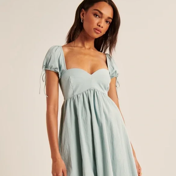 Abercrombie & Fitch NWT Blue Puff Sleeve Dress | XL - Picture 6 of 15